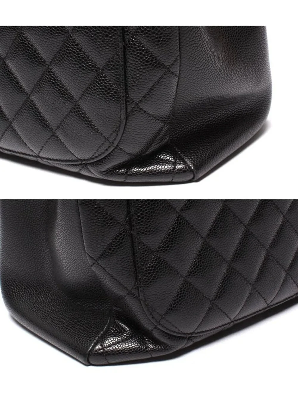 Chanel Chain Tote Bag Grand Shopping GST Silver Caviar Leather Quilted